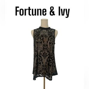 Fortune & Ivy Sleeveless Lace Blouse